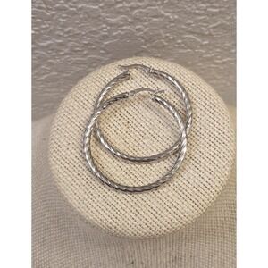 New Sterling Silver‎ 925 40mm Twist Hoop Earrings